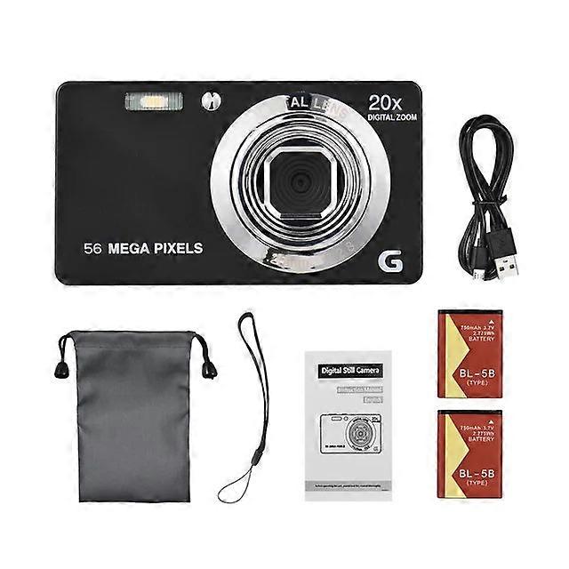 4K U-ltra H-d 56mp Portable Digital Camera 2.7-inch Tft Screen 20x Zoom Anti-shaking With 2pcs Batteries For Kids Teens Gift