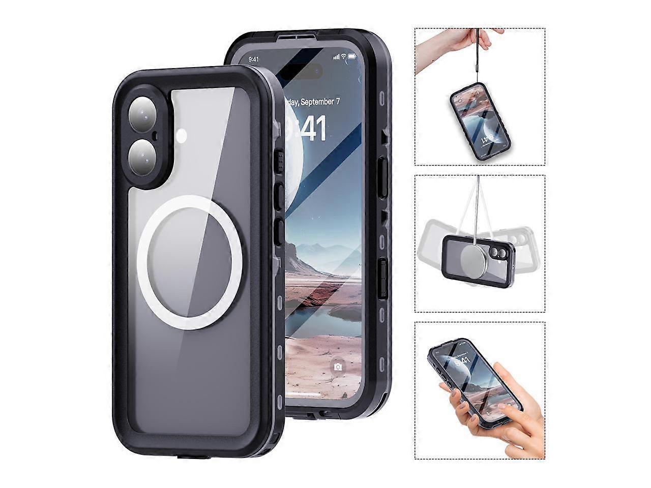 for iPhone 16 Case Waterproof, Compatible with Magsafe Magnetic Protective Case, Shockproof Dustproof Phone Cover with Screen Protector