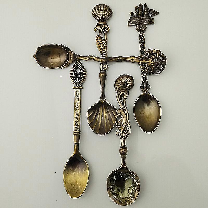 Set 5 lingurite de cafea, Inox, Maro