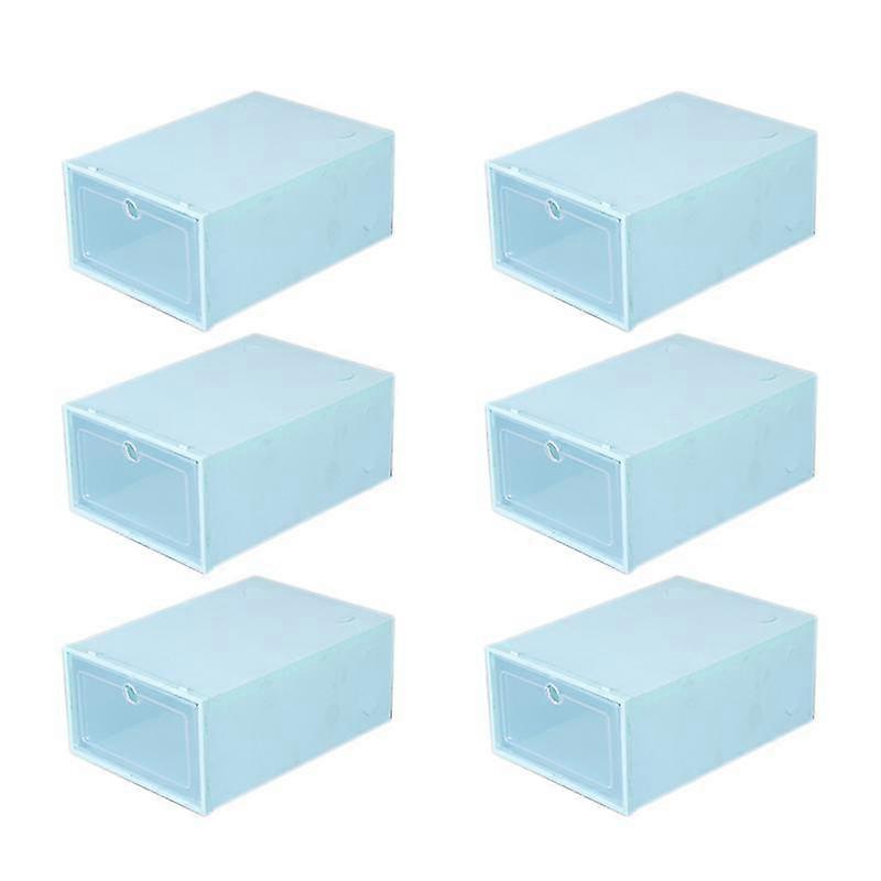 6 Pack Stackable Shoe Storage Box, Foldable Frosted Plastic Shoe Organizer Need to Be Assembled 33X