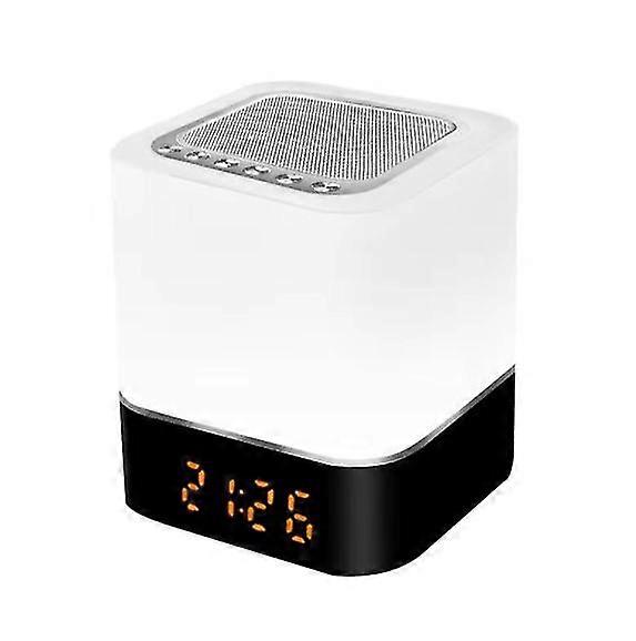 Wireless bluetooth speaker, clock alarm clock touch bedside night light(Black)