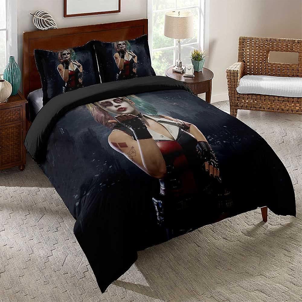 Mortal Kombat Bedding Set, Bohemia Duvet Covers 1/2 Person with Zippered Pillowcase Harley Quinn Bedding Set (MK 02)