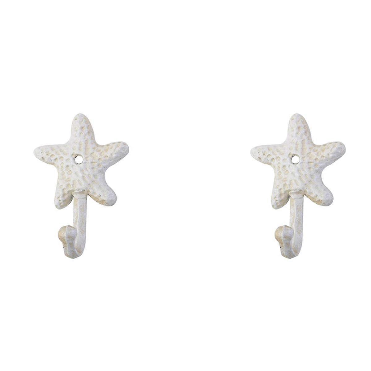2X Starfish Cast Iron Decorative Wall Hooks Coats Hats Towels Hooks Beach Ocean Theme Chic Metal Ho