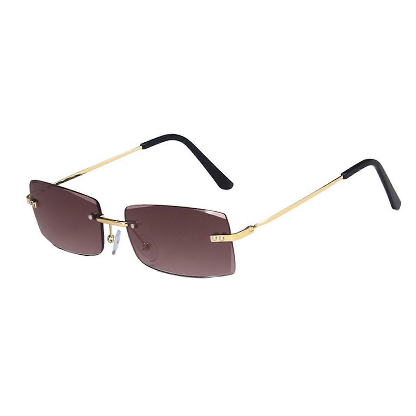 Rectangular Frame Sunglass Gradient/Solid Lens Rimless Korean Decorative Glasses