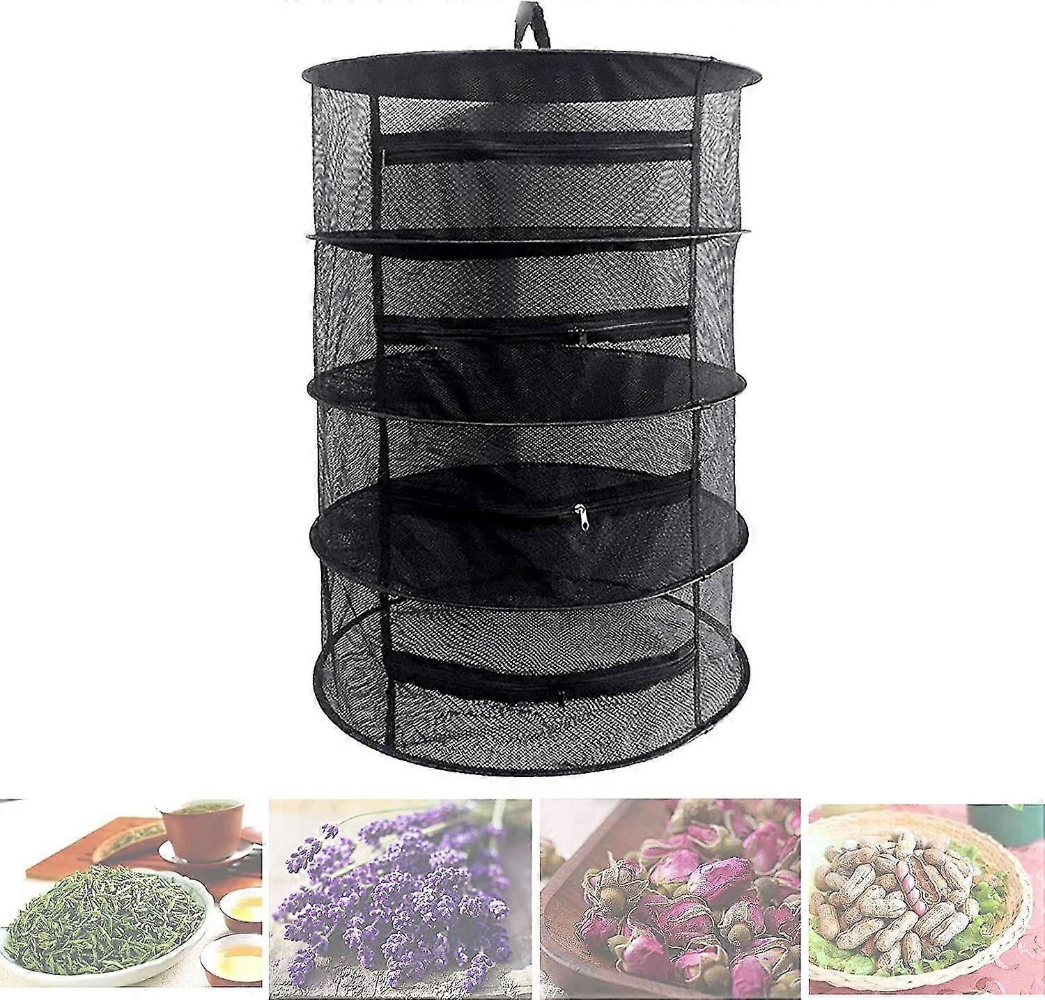 Foldable Hanging Drying Net 4 Layers Plant Mesh Floor Drying Basket With Zipper The Dry Rack For Drying Herbs Net Mesh Drying Bag