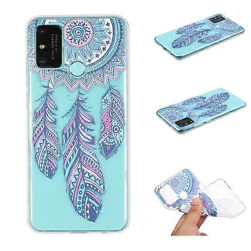 For Huawei P smart 2020 Coloured Drawing Pattern Transparent TPU Protective Phone Case