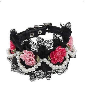 Shxx Pu Skinn Justerbar Beaded Pet Halskjede Hundevalp Og Katt Katt Spenne Krage Med Perler, Blonder, Rhinestones Og Små Dyr Daglig Tur / Fest / t
