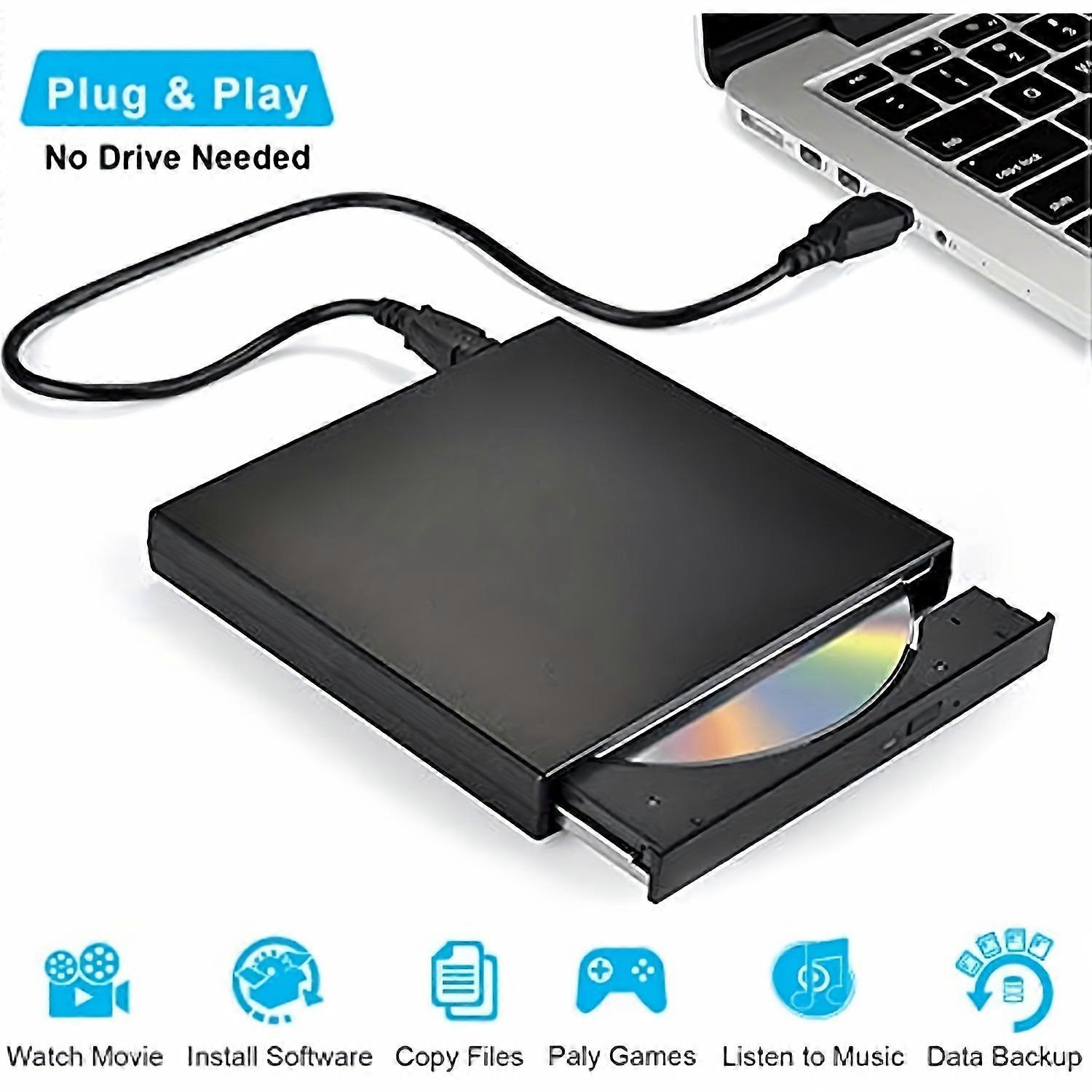 External CD DVD Drive USB 20 Slim Protable External CD-RW Drive DVD-RW Burner Writer Player For Laptop Notebook PC Desktop Computer