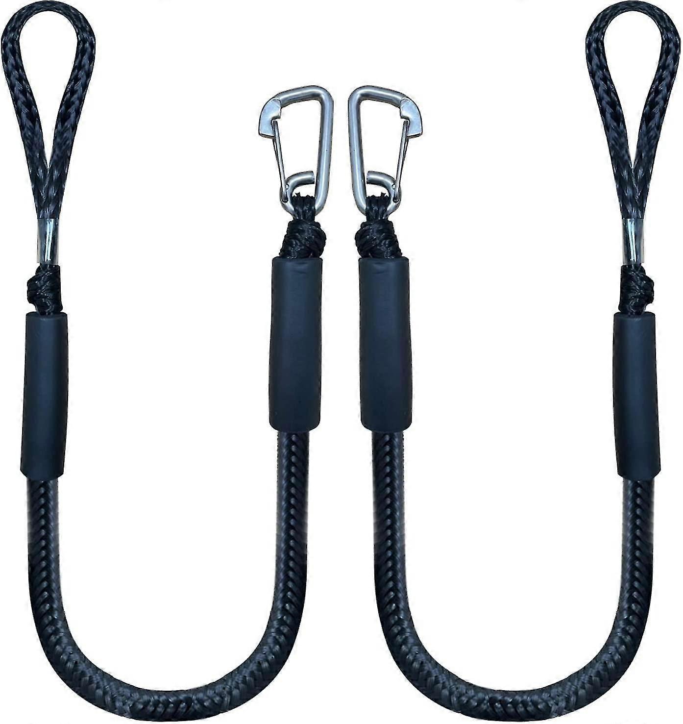 Bungee Dock Line con gancio, corda di ormeggio nera per barca 4 Ft 2 Pack & Nero