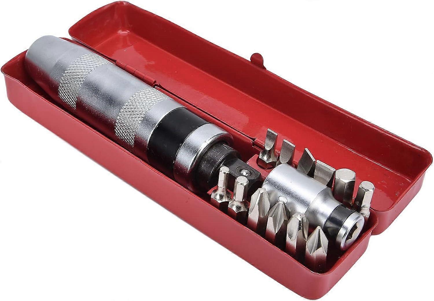 Impact Screwdriver, Heavy Duty Manual Impact Driver Set with 12PCS Bits and Storage Box, Impact Drivers