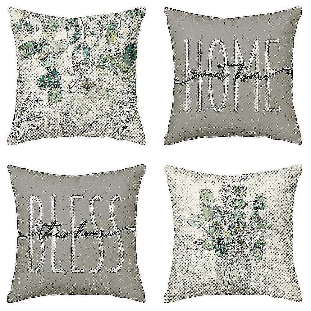Spring Eucalyptus Leaves Pillow Covers 18x18 Set Of 4 Compatible With Sofa Couch