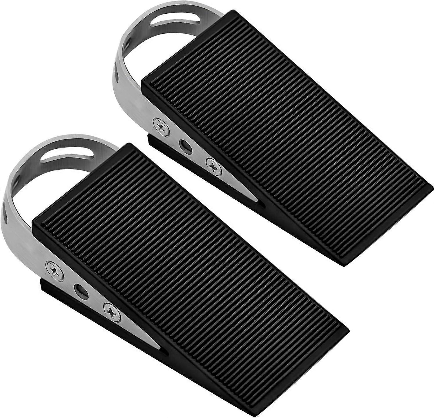 2pcs Door Stopper Rubber Door Stopper No Punching Required, Suitable for Tiles Floors Carpets etc-Black