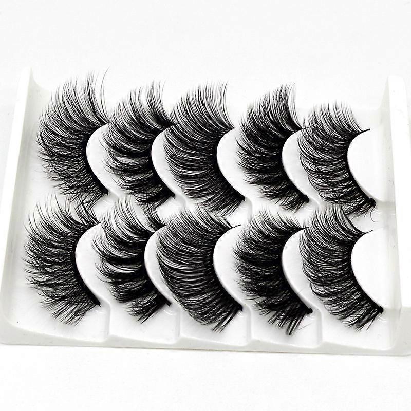 5 Pairs 3d False Eyelashes Reusable Without Glue Artificial False Eyelashes Natural Long Black Pure Handmade