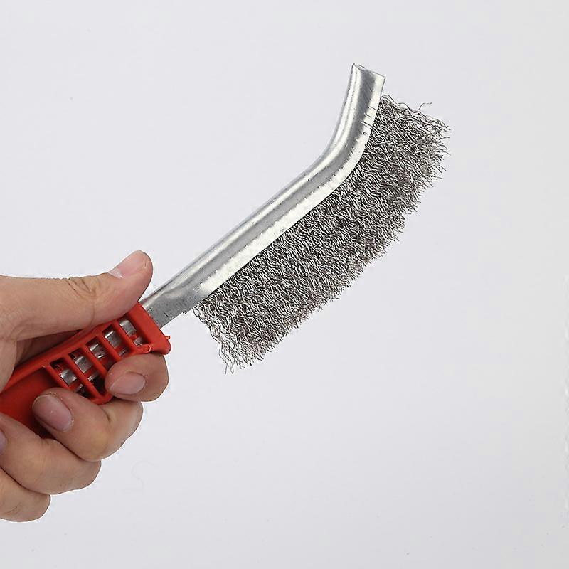 Ergonomic flat wire brush, red + silver, 23 cm