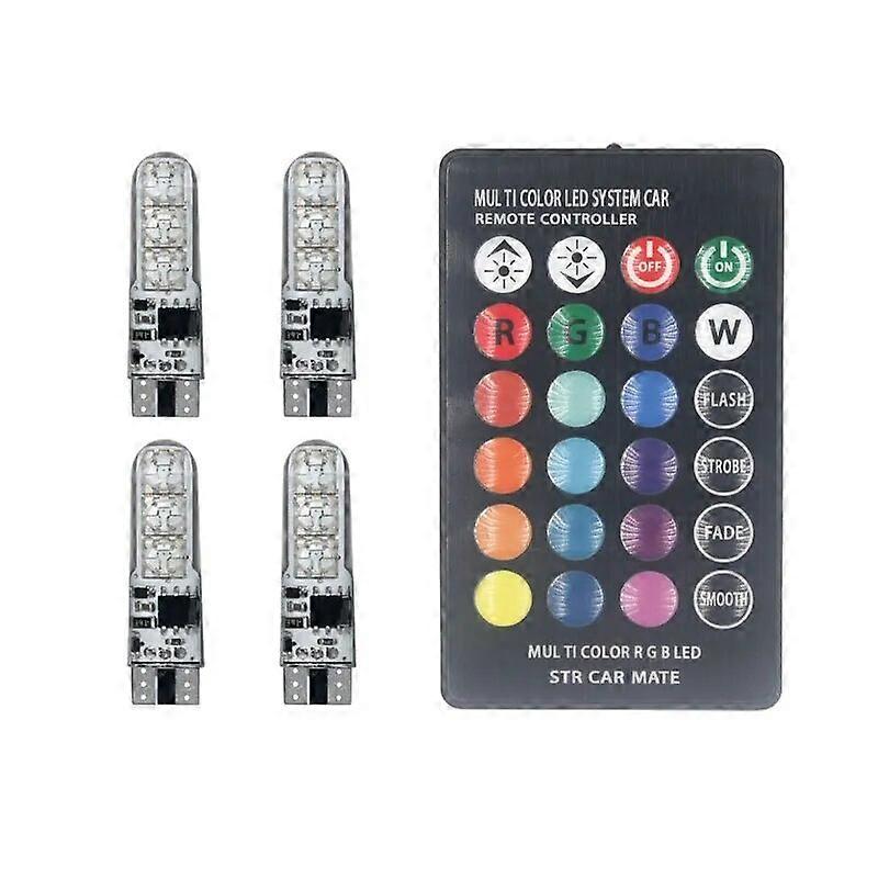 T10 W5w 194 168 5050 Festoon Dome Light Wedge Side Led SilicaGel LED Remote Controller Lâmpada RGB Bulbs Indicador de Largura
