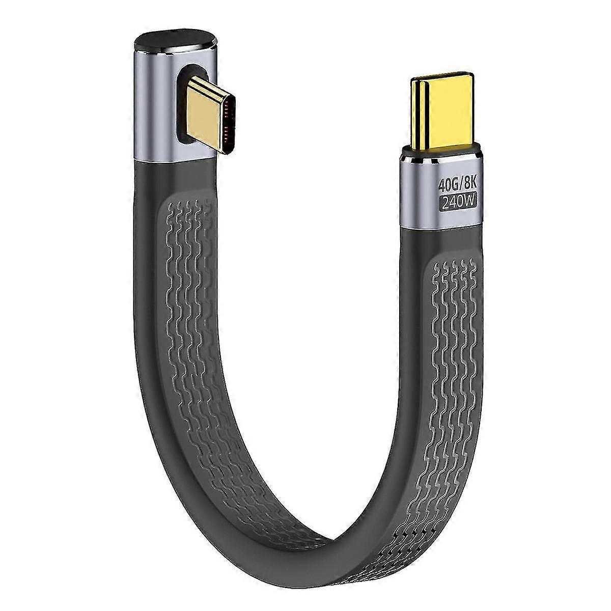 UC-002-0.13L 13cm Low Profile Angled 240W Type-C Male to Male USB4 40Gbps 100W 8K Flat FPC Data Cabl
