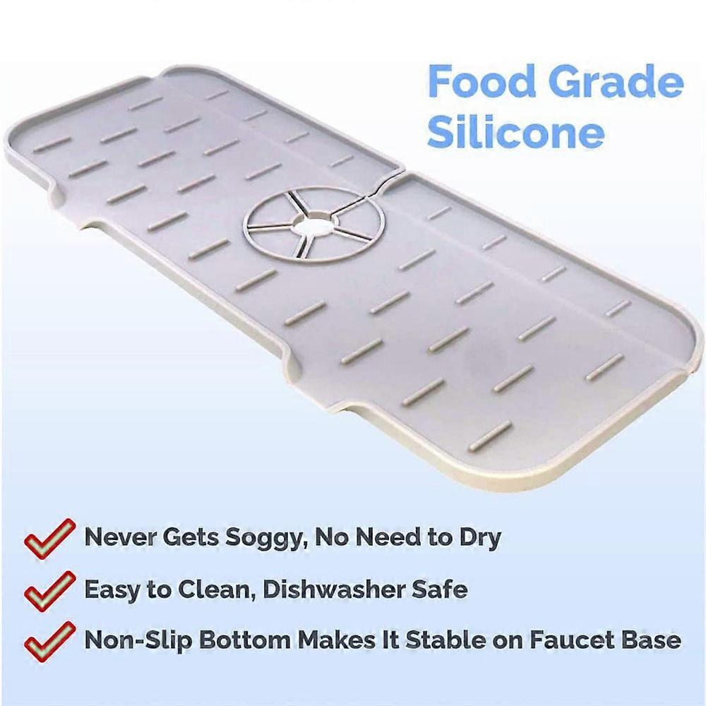 2pcs Silicone Kitchen Faucet Mat For Sink Sponge Drain Rack Foldable Sink Mat Faucet Splash Catcher Bathroom Countertop Protector Mat