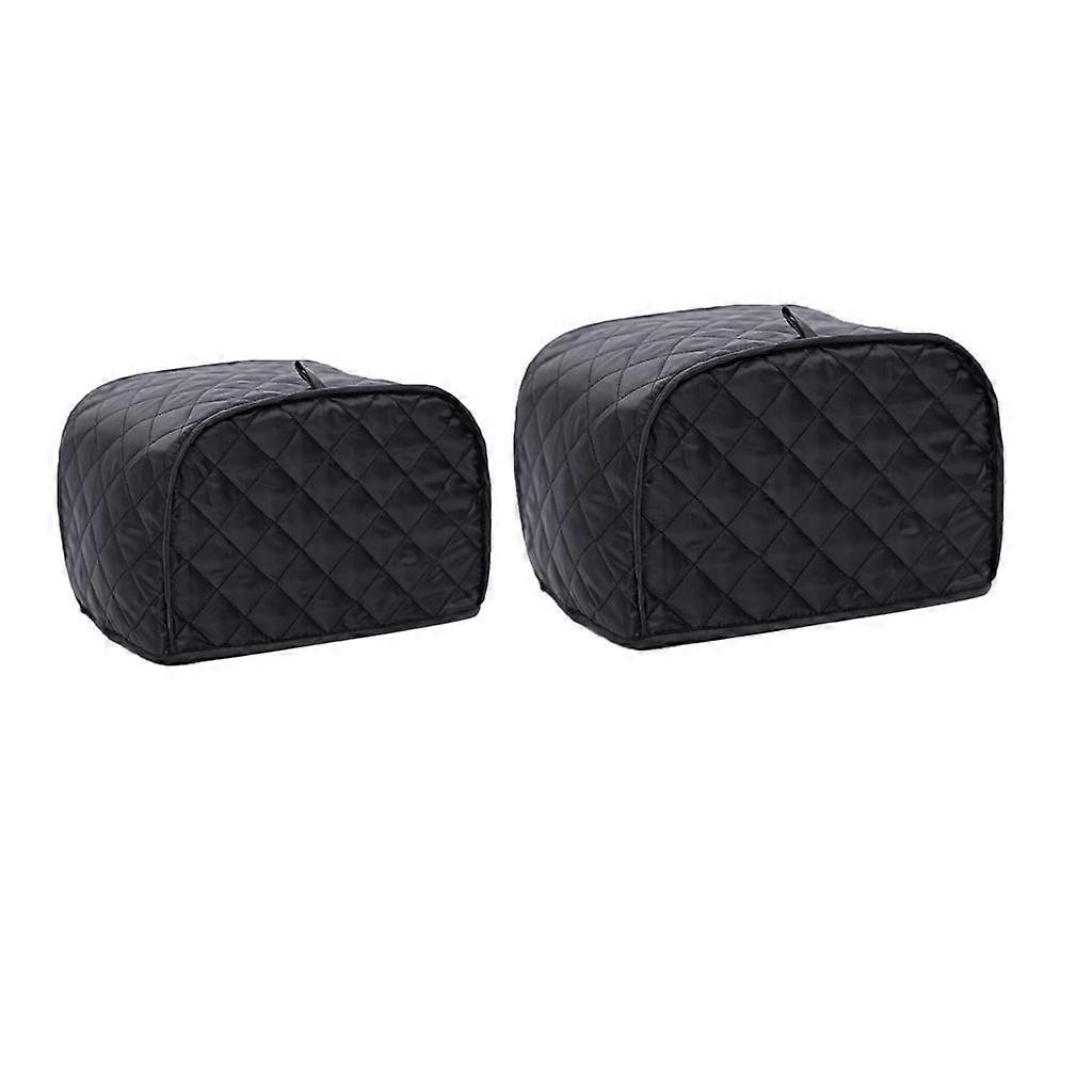 2 Pieces Polyester Grid Bread Toaster Dust Cover Bakeware Protector Black