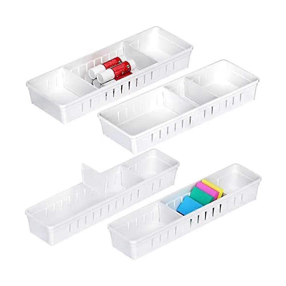 4 Pack Desk Drawer Organizer Trays, Plastic Office Drawer Organizer Set Makeup Organizer Storage Di