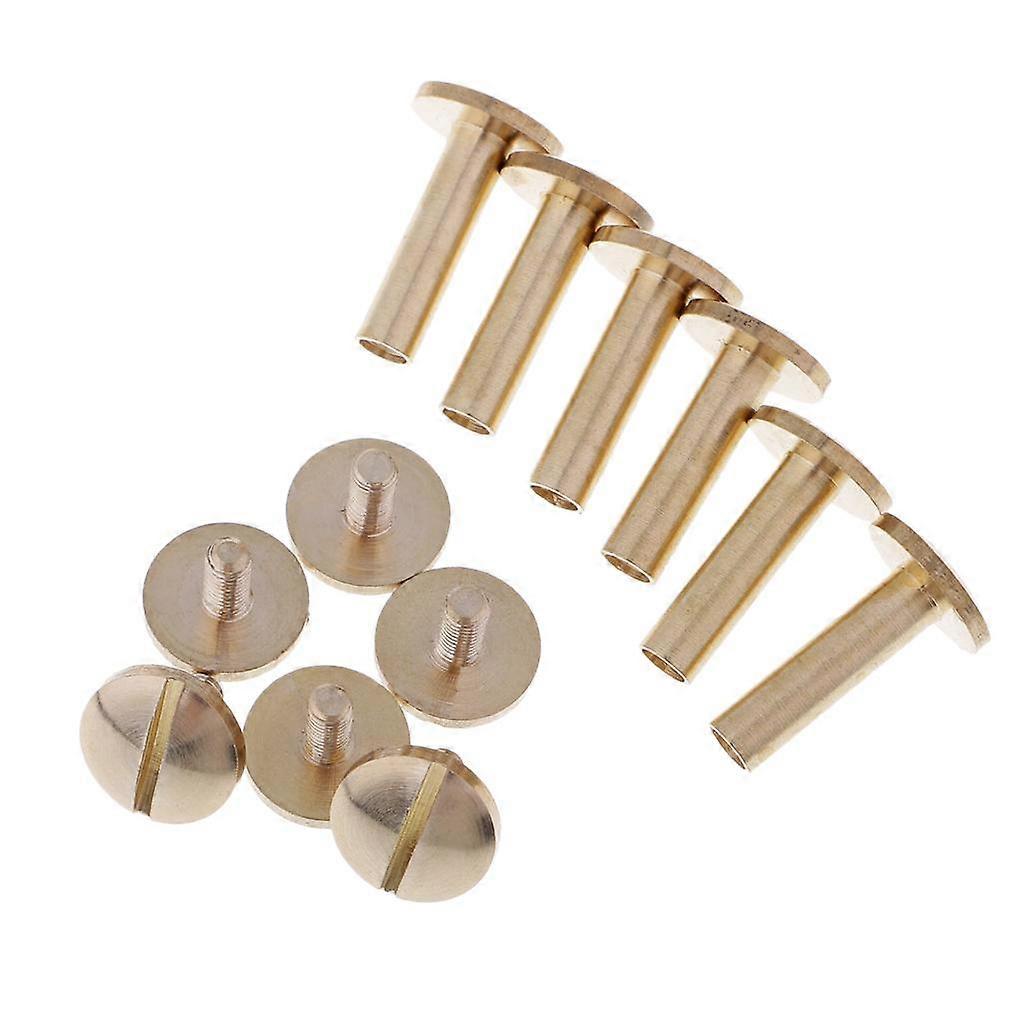 6 Pieces Solid Brass Nail Rivet Stud Button for Belt Bag Leather Craft 15mm