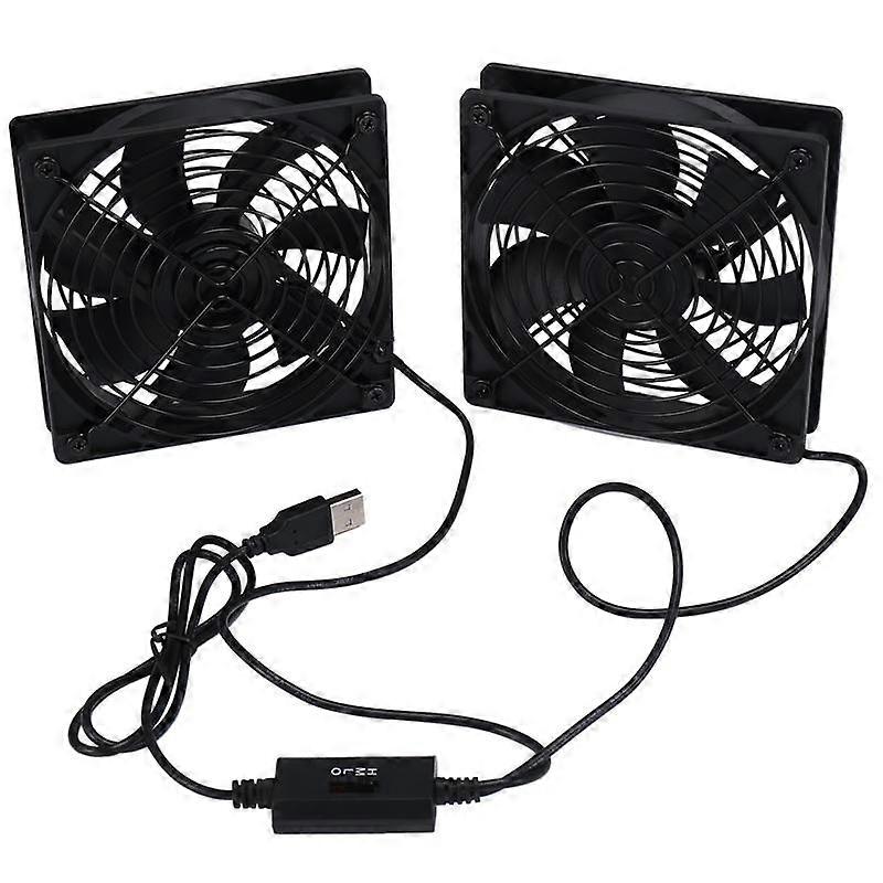 Dual 120mm 5V USB Powered PC Router Fans with Speed Controller