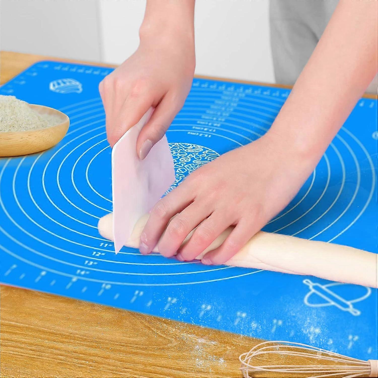 27.5inx19.7in Non-Stick Silicone Baking Mat, with Dough Scraper (Blue)