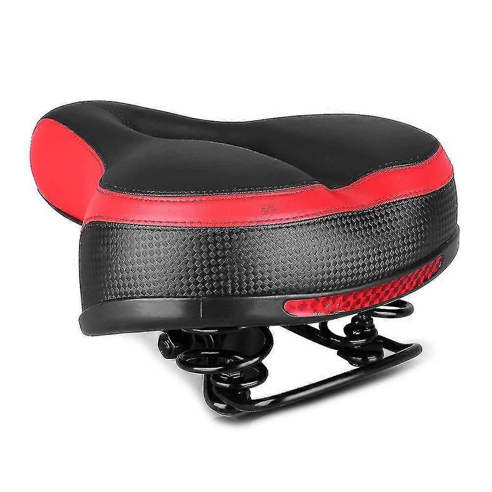 Soft Mtb Bicycle Saddle Thick Sponge Shock Absorbing Bicycle Seat Cycling Seat With Reflective Sticker Bicycle Accessories (red)