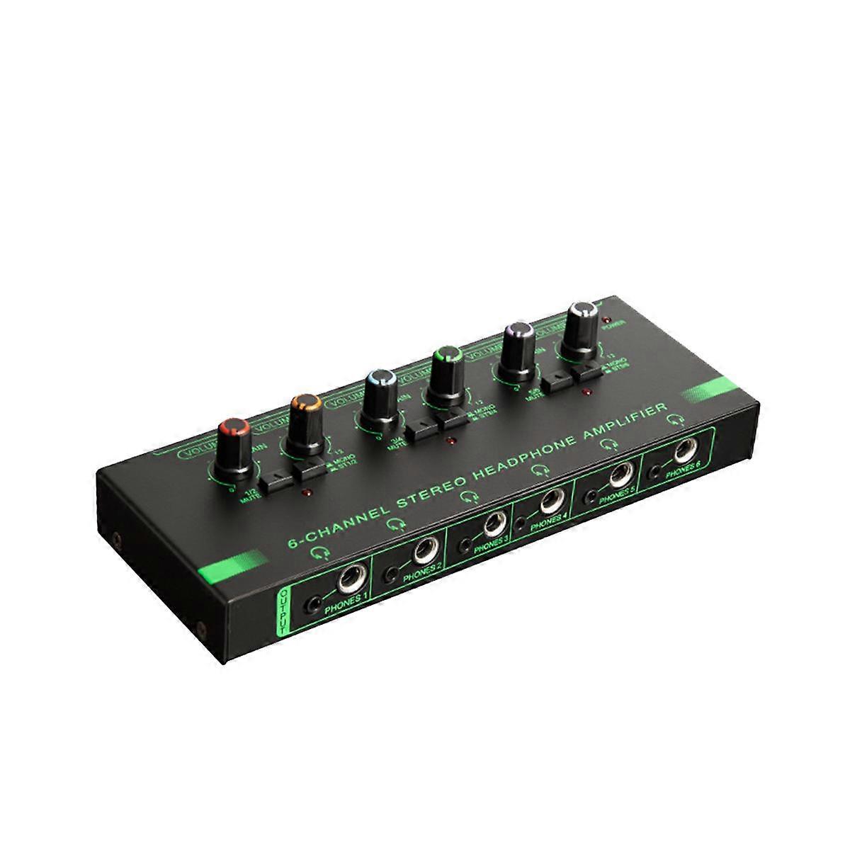 6 Channels Stereo Headphone Amplifier Audio Interface Low Noise Sound Mixer Recording Studio Monito