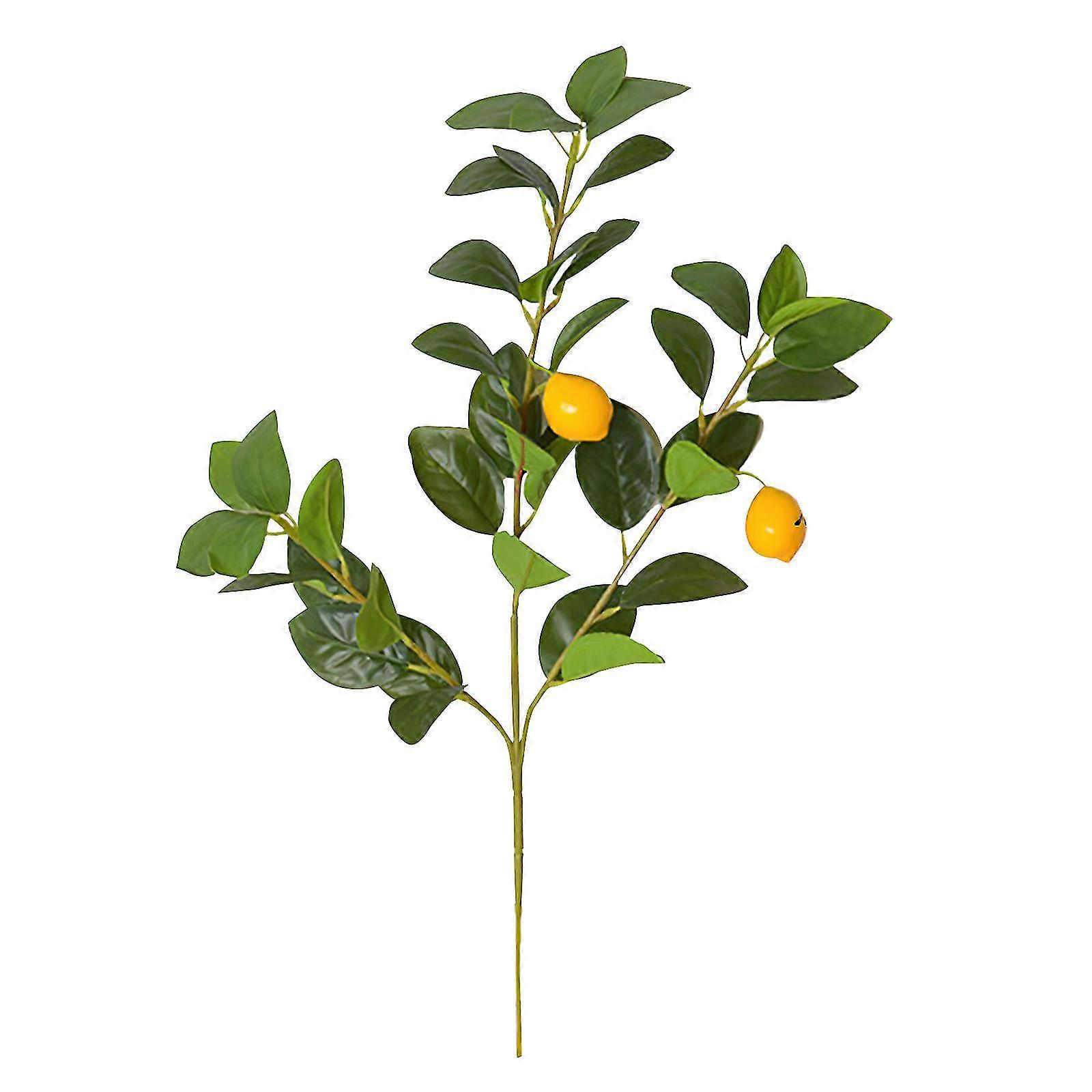1 Pcs Artificial Lemon Stems 19.68 Inch Lemons Branches With Green Leaves For Diy Crafts Decor
