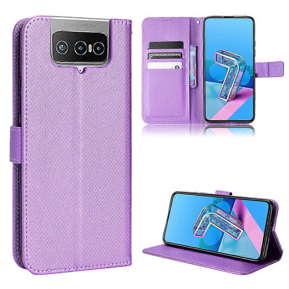 Compatible with Asus Zenfone 8 Flip Wallet Case Diamond Pattern Pu Leather Cover With Magnetic Closure Card Slots