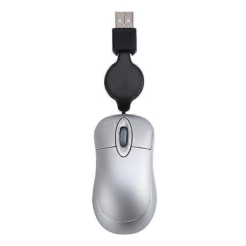 Mini USB Wired Mouse Retractable Cable Tiny Small Mouse 1600 DPI Optical Compact Travel Mice for Wi