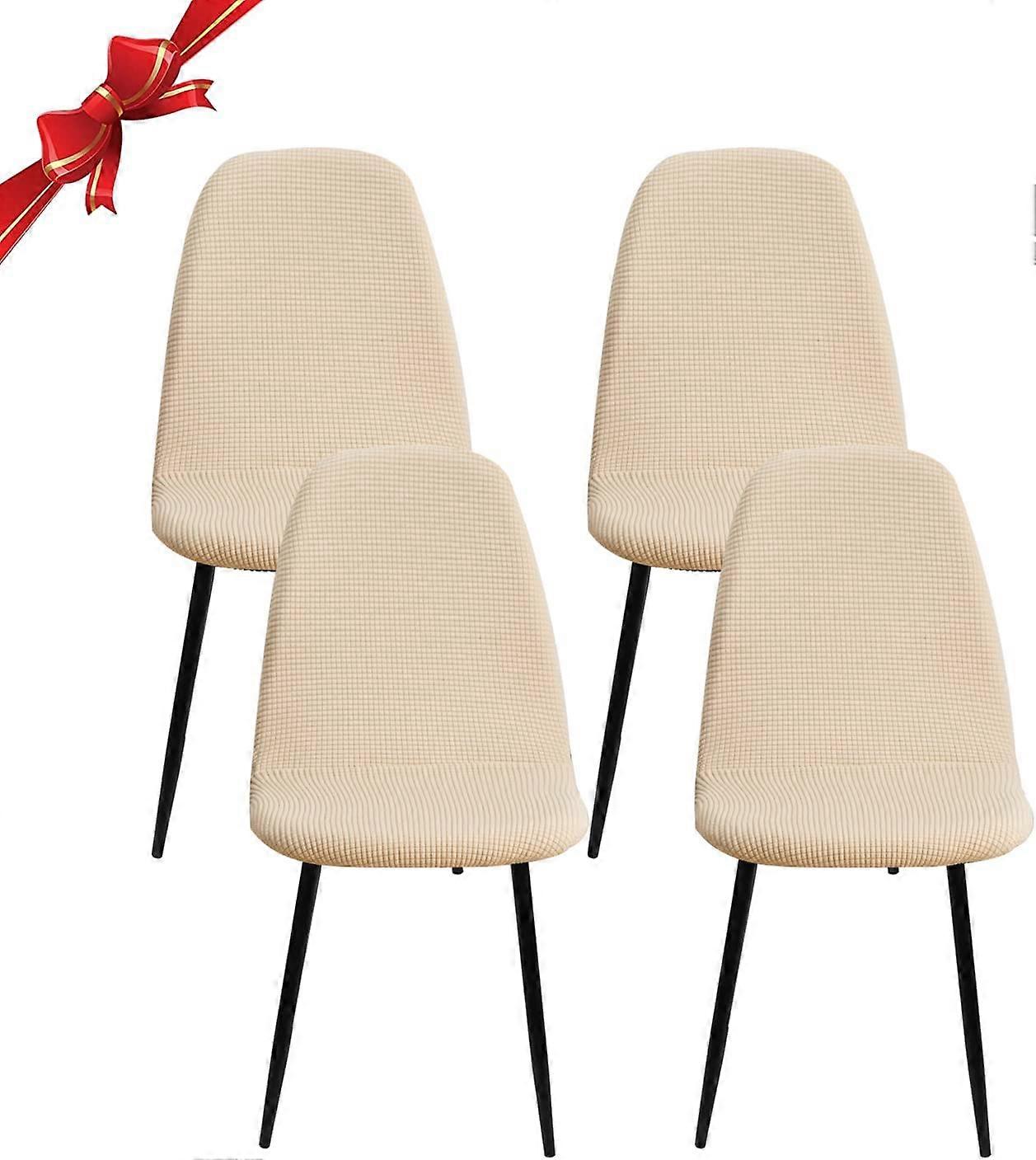 Phwj Set di 4, fodera per sedia da pranzo elasticizzata scandinava, fodera per sedia elastica jacquard universale per la decorazione domestica, beige