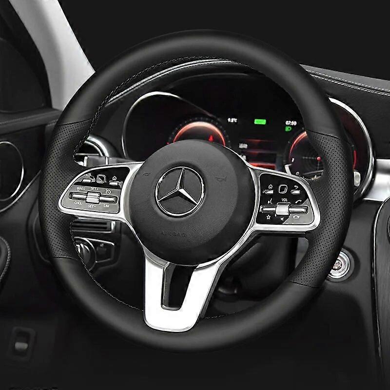 Top Leather&Hole Leather Steering Wheel Hand Sewing Wrap Cover Fit For Mercedes Benz A Class 19-20 GLC GLB 2020 CLS 18-20