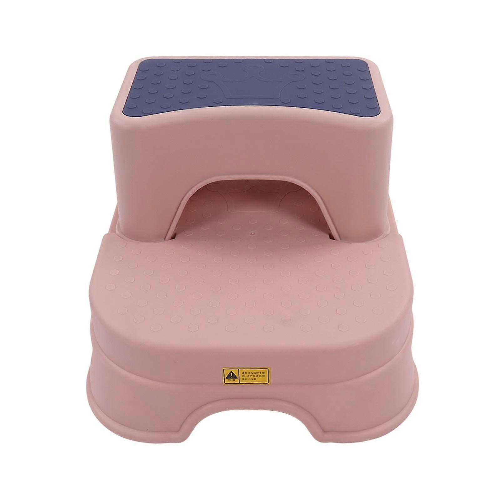 Ergonomic Kids Step Stool Double Antiskid Height Adjustable Wide Base toddler Stool Pink Purple