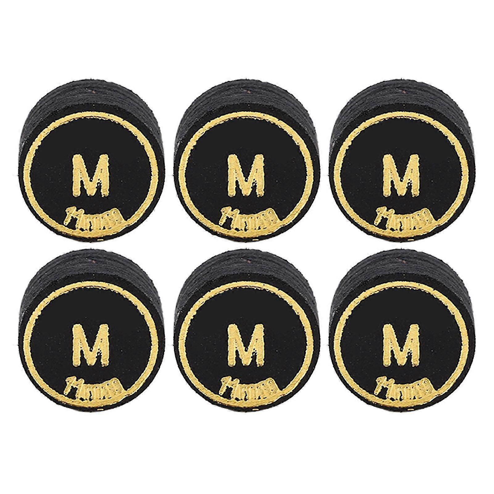 6PCS Black M Pool Cue Tips Replacement - PU Multiple Layer Billiard Cue Tips for Billiard Games