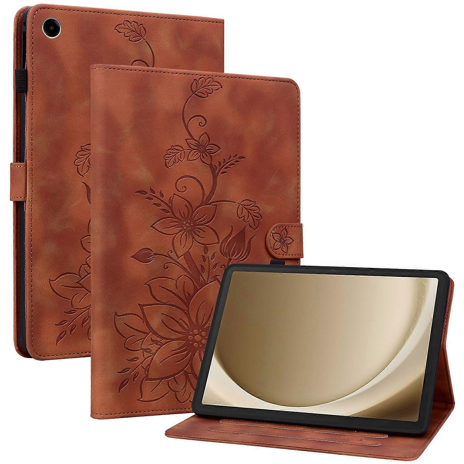 For Samsung Galaxy Tab A9+(Plus) Case with Card Slots Anti-Drop Imprint PU Leather Tablet Cases