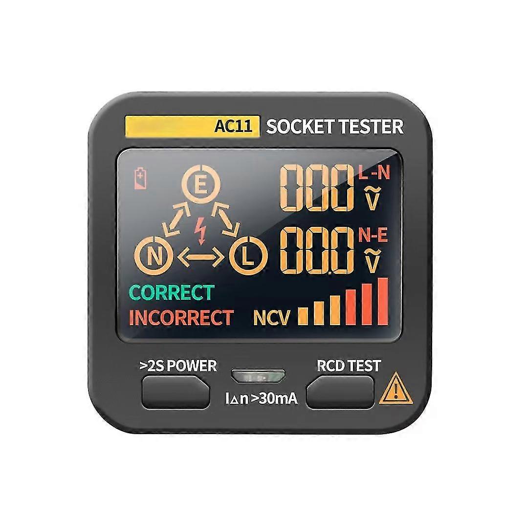 Testeur de prise numérique Lcd Socket Checker Circuit Analyzer Electricity Line Fault Checker Instrument de mesure électronique Tension intégrée Dete