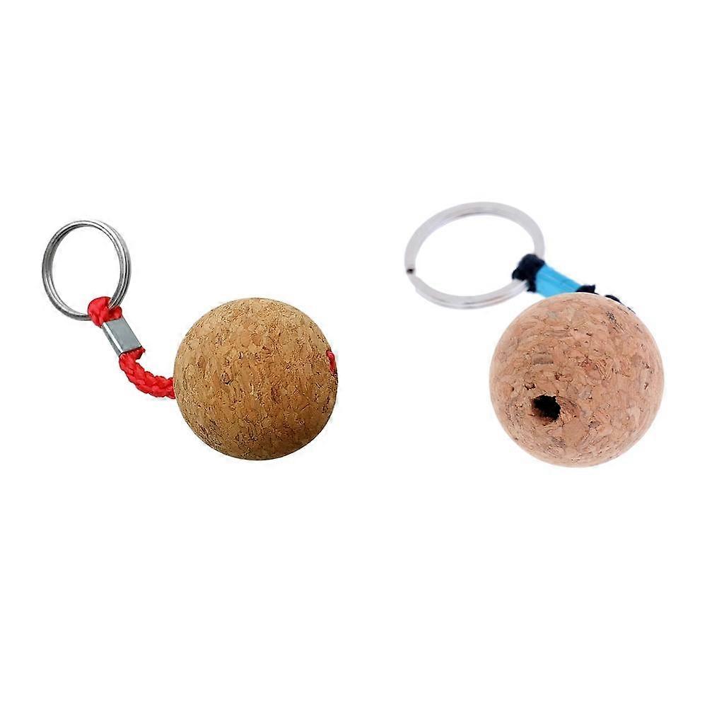 2Pcs Lightweight 3.5cm Floating Cork Keyring, Floatable Water Buoyant Key Ring, Marine Sailing Kayaking Boat Float Key Chain