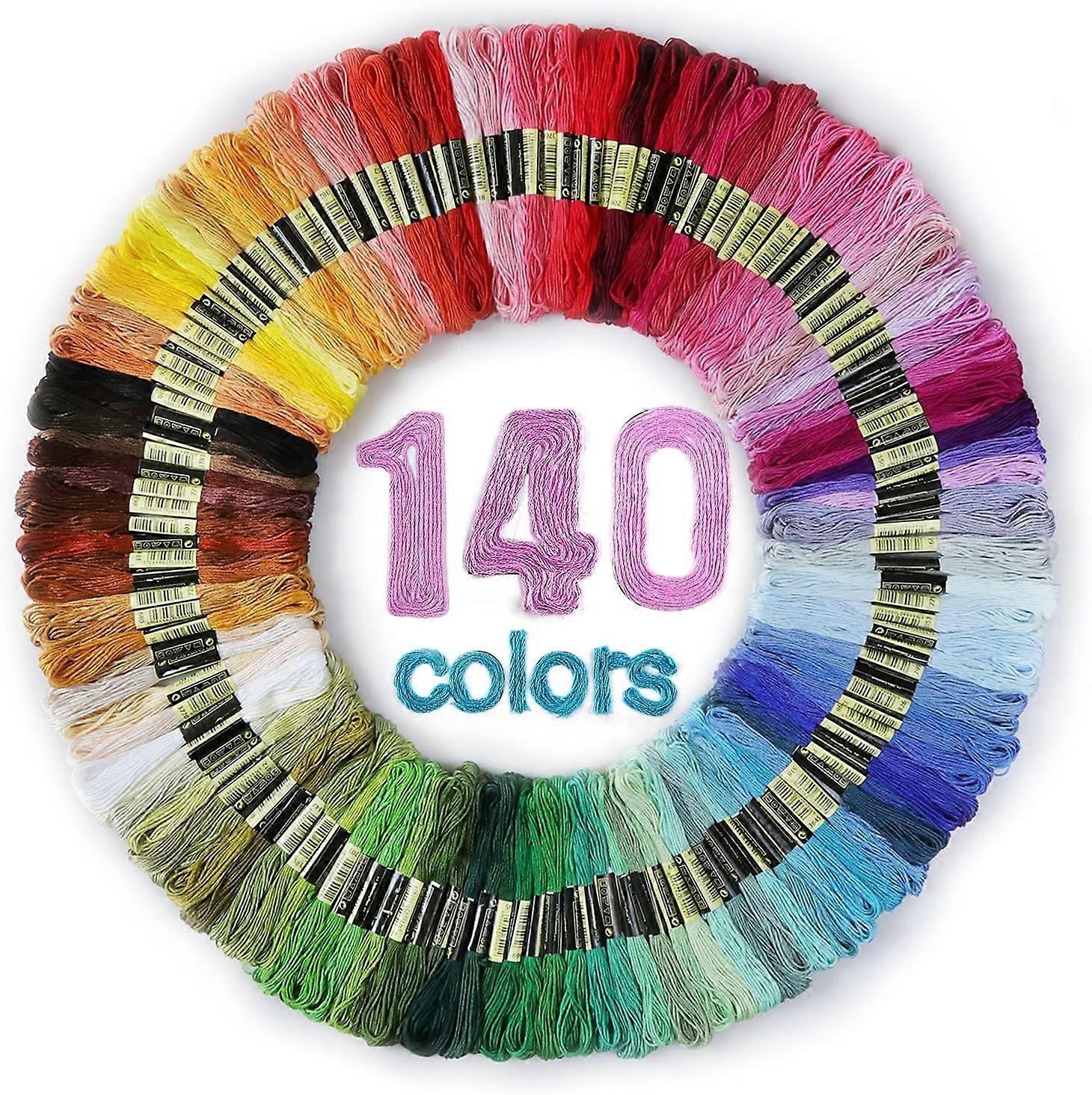 Premium Rainbow Color Embroidery Floss 140 Skeins Per Pack with Cotton for Cross Stitch Threads, Bracelet Yarn
