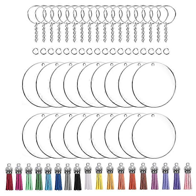 Set of 72/96 Acrylic Keychain Blanks Key Chain Hardware Supplies for DIY Craft