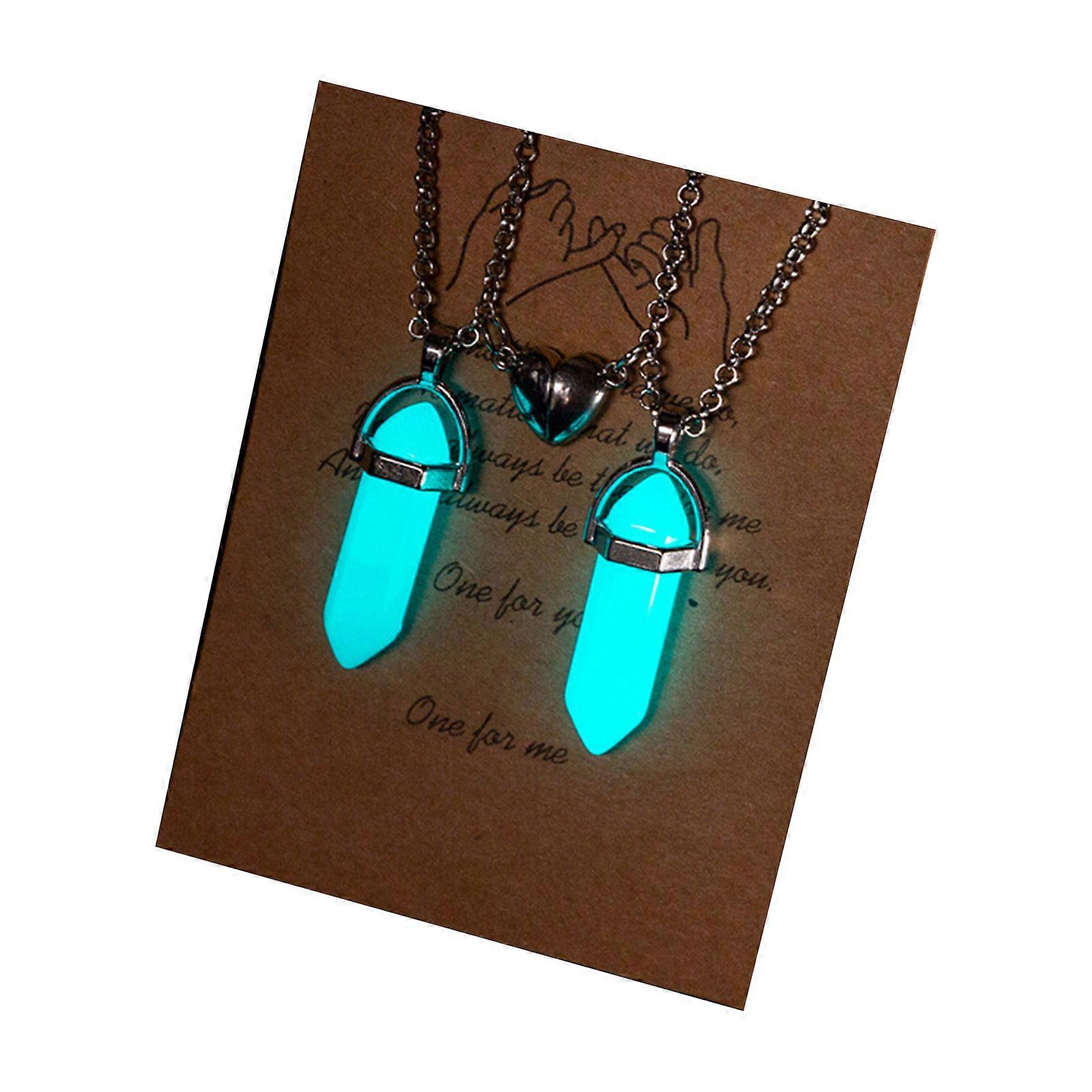 2 Pcs Lumineux Hexagonal Pendentifs Aimant Collier Assorti Coeur Charme Bijoux