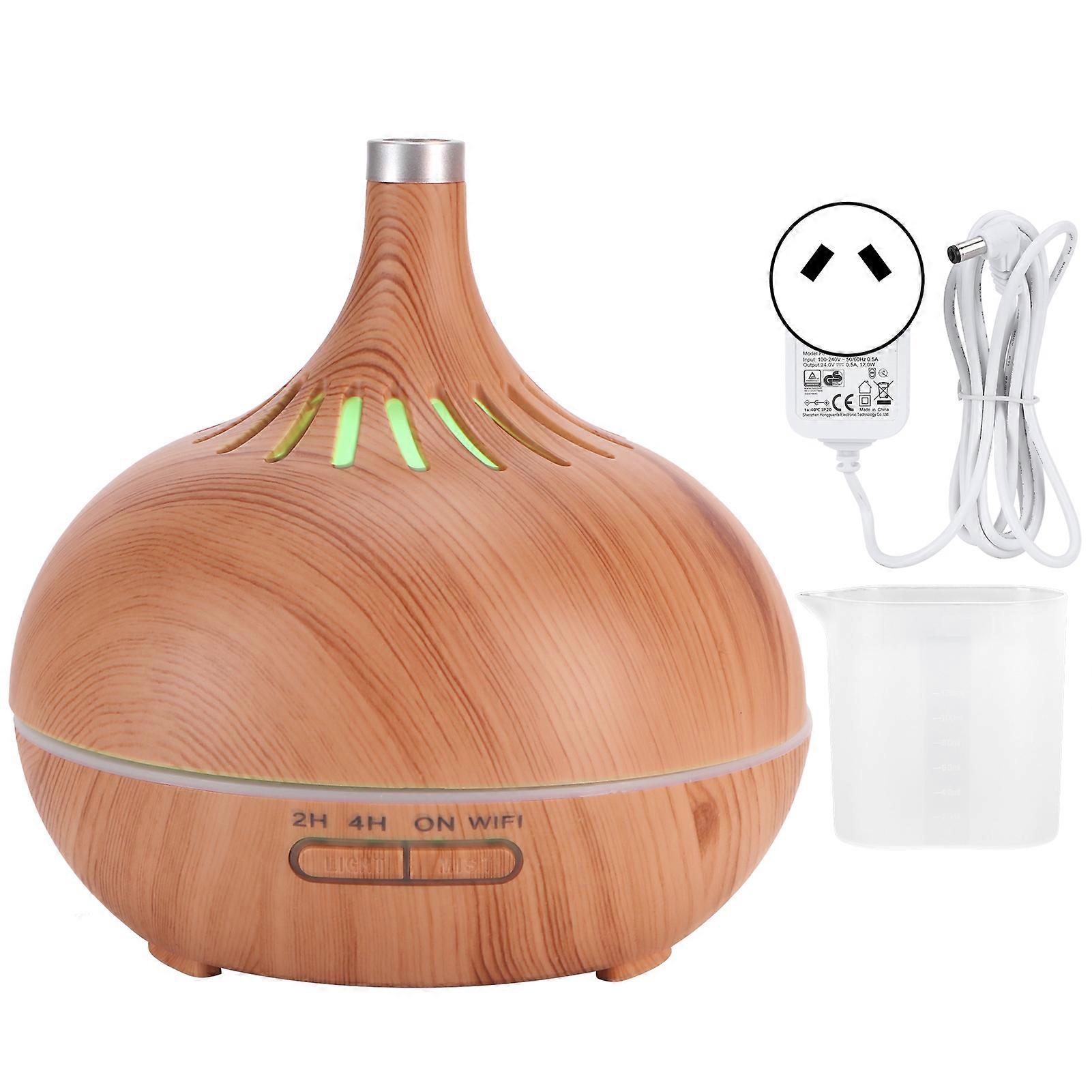 400ml Diffusore di Aromi WIFI Controllo Legno Venature Aromaterapia Umidificatore Luce Notturna Colorata