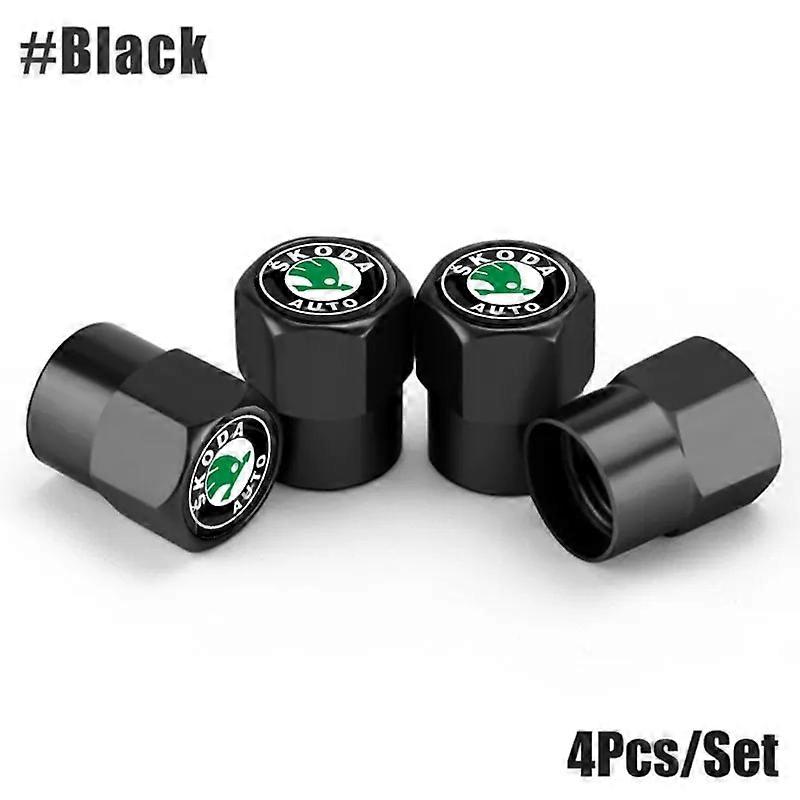 4pcs Metallo Auto Pneumatico Valvola Stelo Cap Pneumatico Ruota Stelo Aria Valvola Tappi Per Skoda Octavia Rapid Kodiaq Karoq Superb Fabia Kamiq Ye...