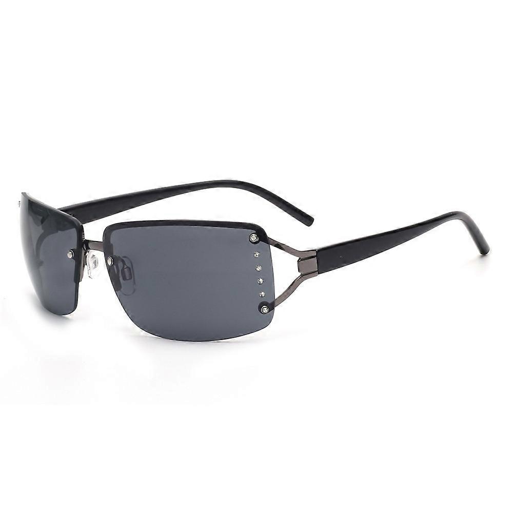 Güneş Gözlüğü Kadın Erkekler Çözgü Etrafında 2000'ler Trendy Gözlük Siyah Moda Gözlükleri