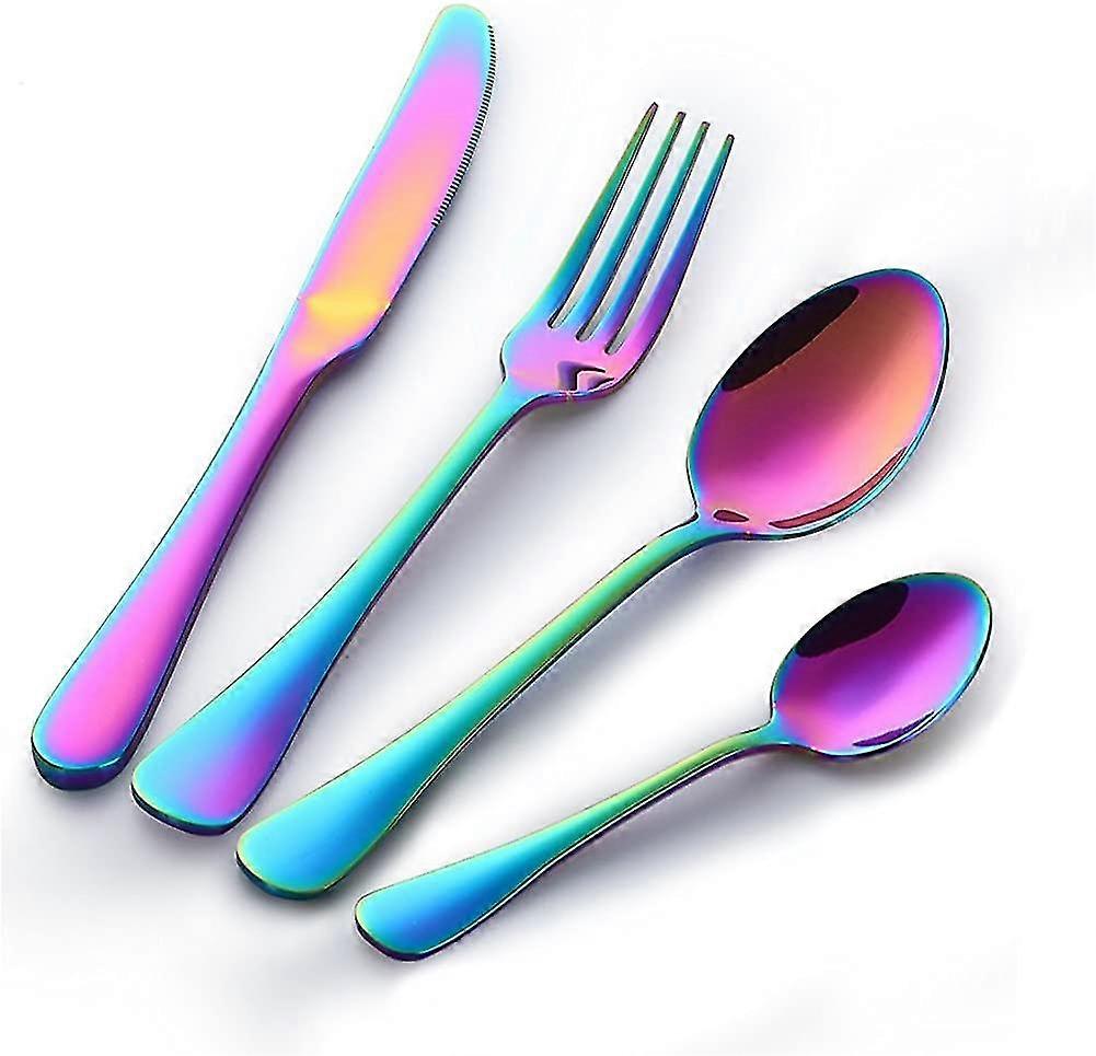 4 set colorful rainbow 304 set di posate in acciaio inossidabile 16 pezzi