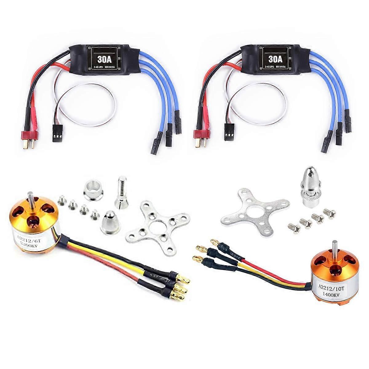 2Pack 2212 1400Kv / 2200Kv střídavý motor s oběžným pláštěm s držákem 10T / 6T + 30A ESC pro RC letadla Kvadrokoptéra UFO