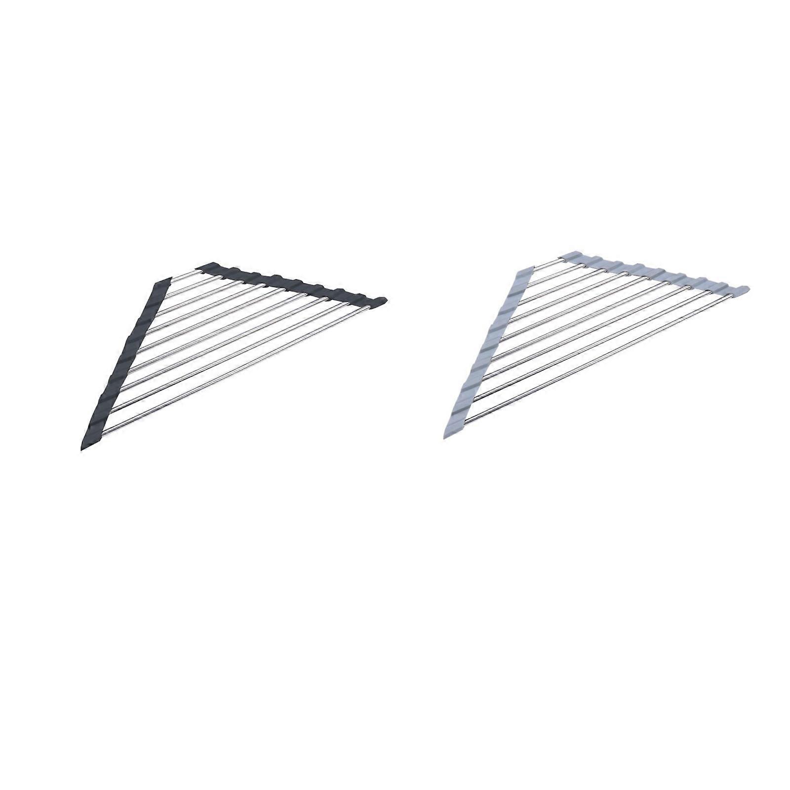 Triangle Roll Up Dish Drying Rack, Compact and Foldable Over Sink Organizer