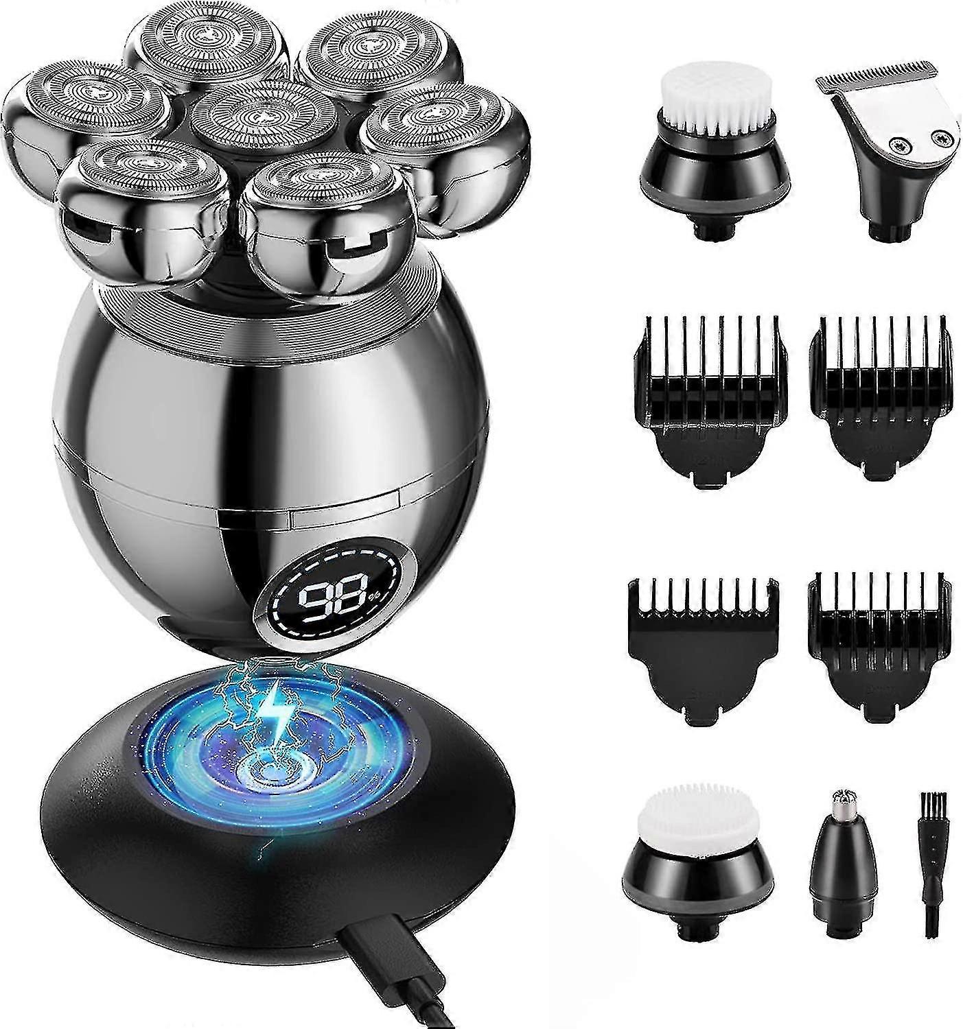7d Bald Head Shavers For Men, Beedove 6 In 1 Wet Dry Electric Shaver For Face & Head