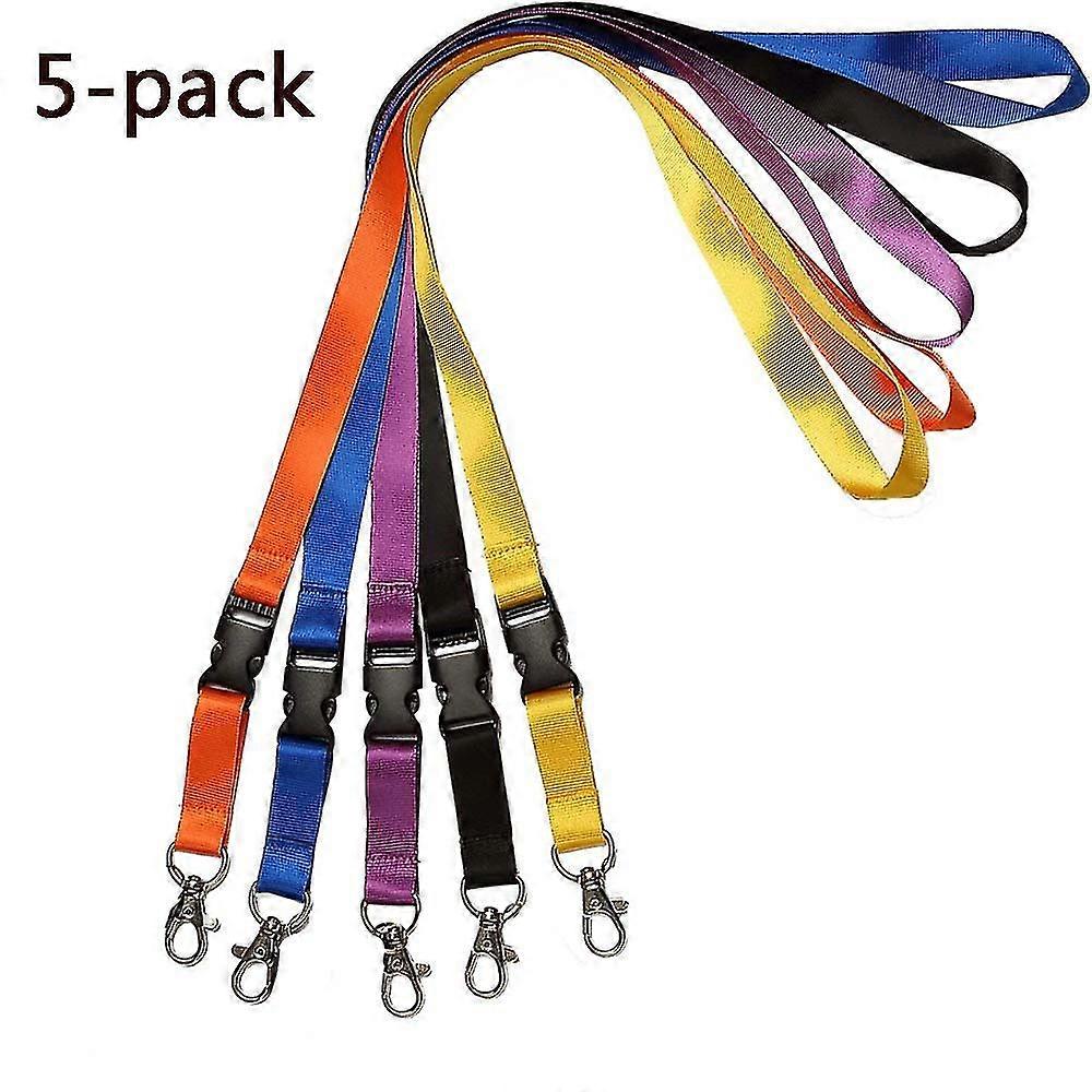 Horizontal Name Tags Badge Id Card Holders Flat Neck Lanyards, 5pcs
