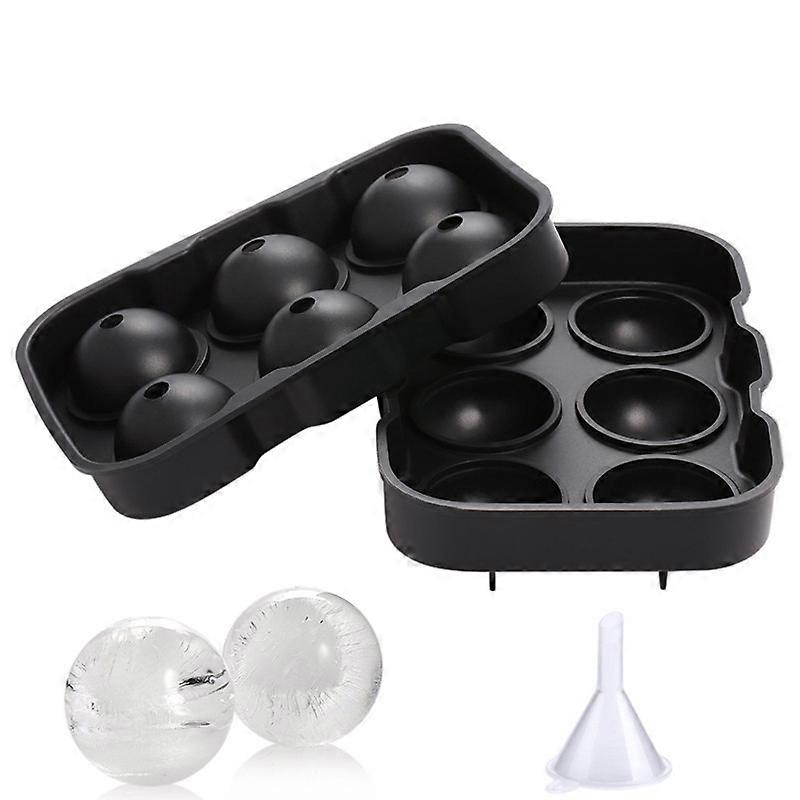 Black Silicone Ice Cube Trays with Lid Set of 2 Odorless BPA Free Non Breakable Large ice Molds 6 Gi